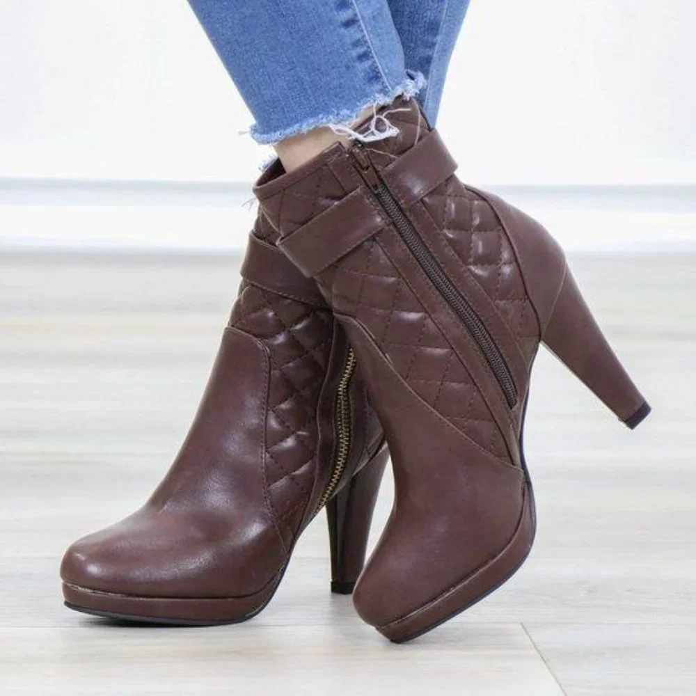 Platform High Heel Ankle Boots light Fur inside - Picture 9 of 13
